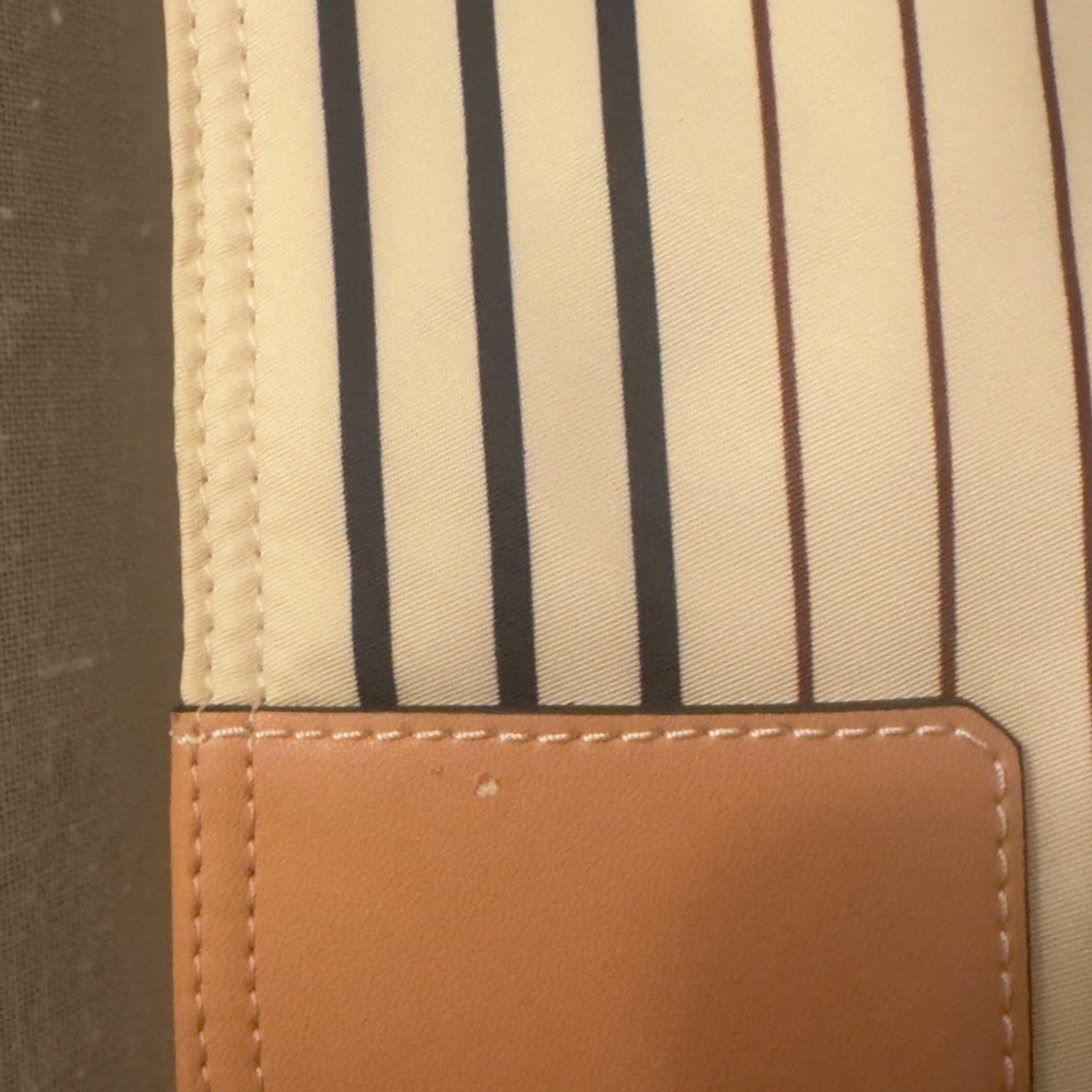 Tory Burch Striped Tan and Cream Ella Tote Bag Large - Picture 4 of 16